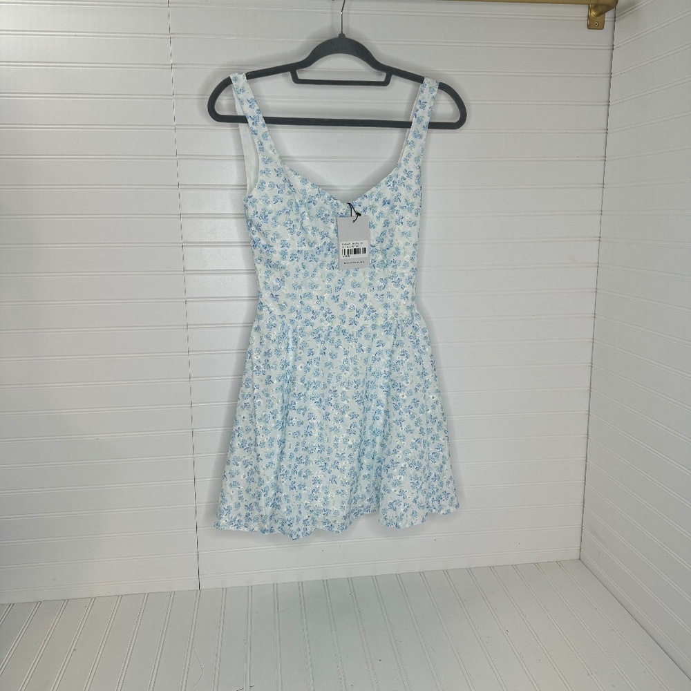 NEW Princess Polly Gazette Mini Dress Blue Floral US Size 2